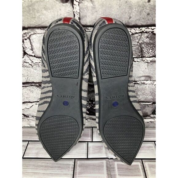 Rothy’s The Point Retired Grey Zebra Fabric Stripe Flats Women Sz 9.5M US/41EU - Picture 12 of 16